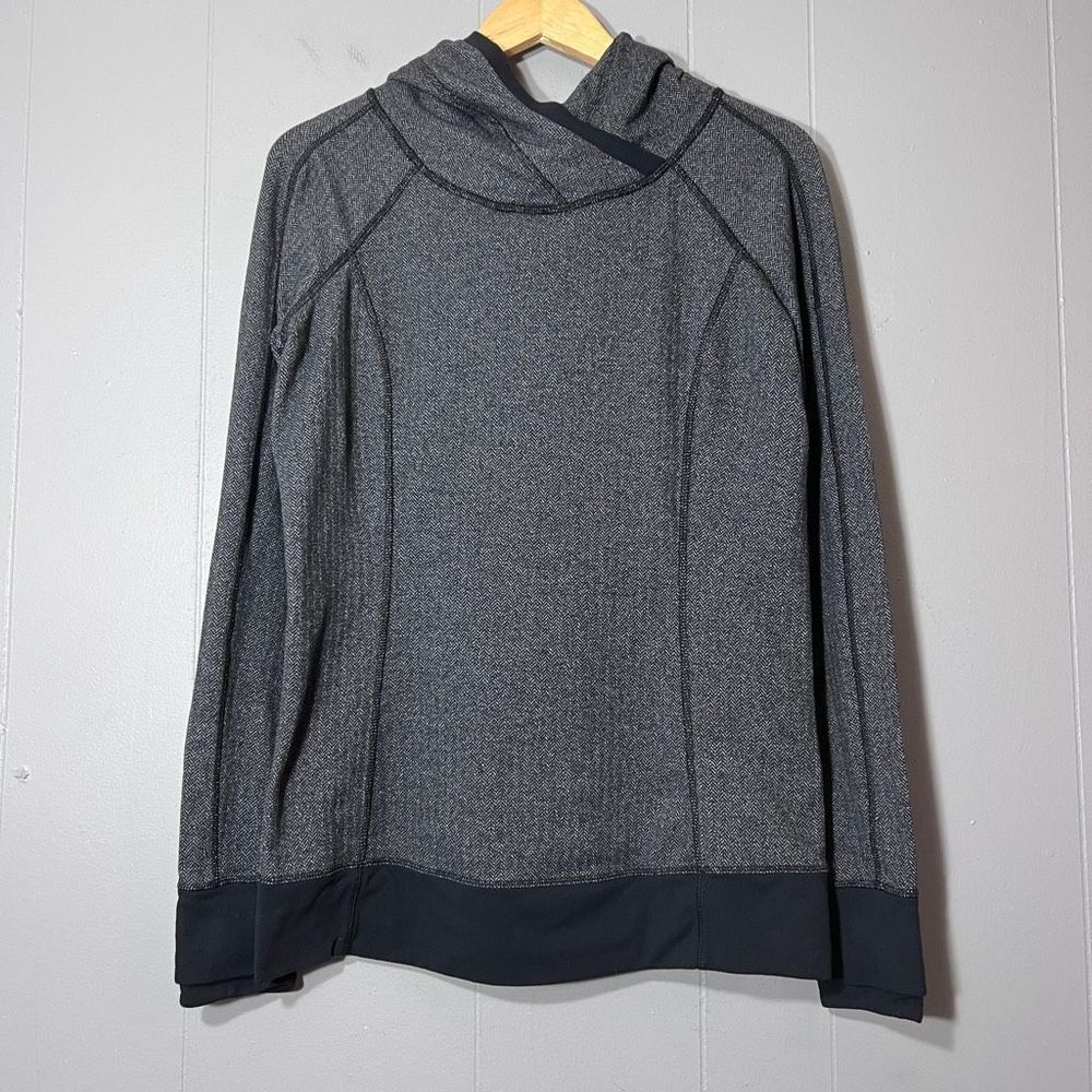 Lululemon Think Fast Pullover Hoodie Sweatshirt Womens Size 10 Black Charcoal